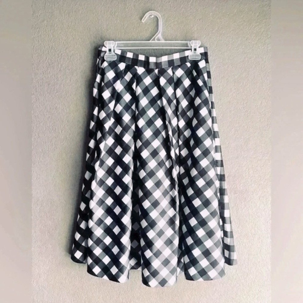 Talbots Black & White Checkered A-Line Midi Skirt - Size 2